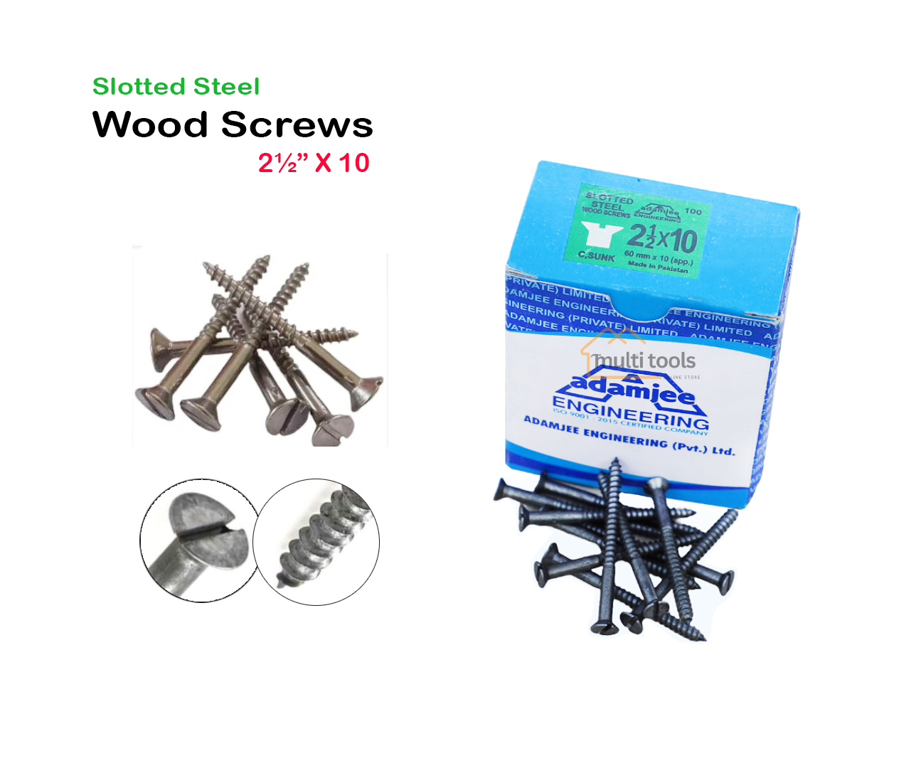 Slotted Steel Wood Screws 2½” X 10